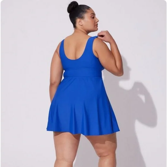 New! Torrid sz 3 Wireless Long Length Scoop Swim Bathing Suit Dress W Brief 3X - Picture 4 of 4